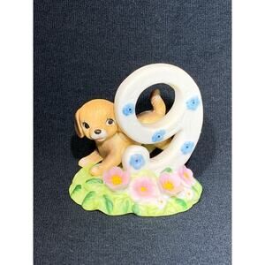 Porcelain Puppy with Number 9  by George Good